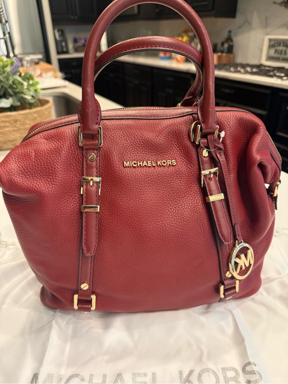 Michael Kors Red Leather Satchel